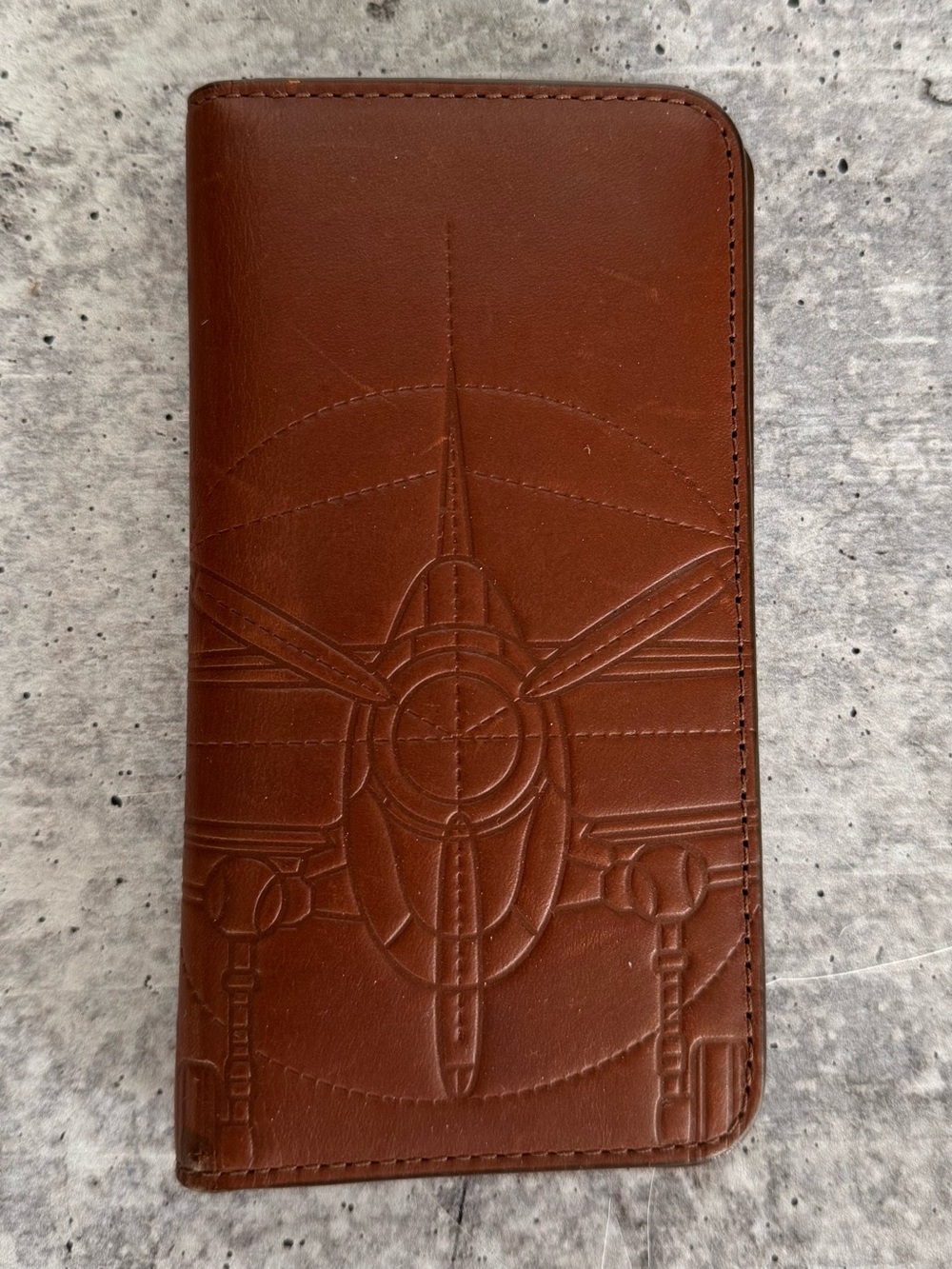 Fossil Leather Travel USA Passport Holder Wallet Credit Card ID Organizer Brown